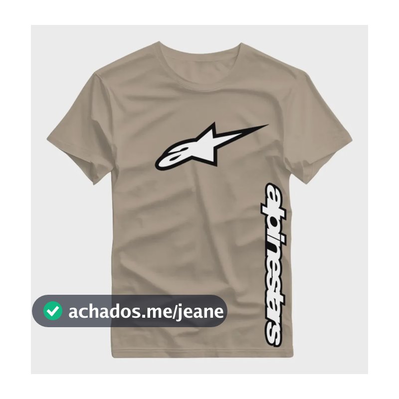 Camiseta Alpinestars Premium 100% Algodão Moto Motoqueiro G Bege