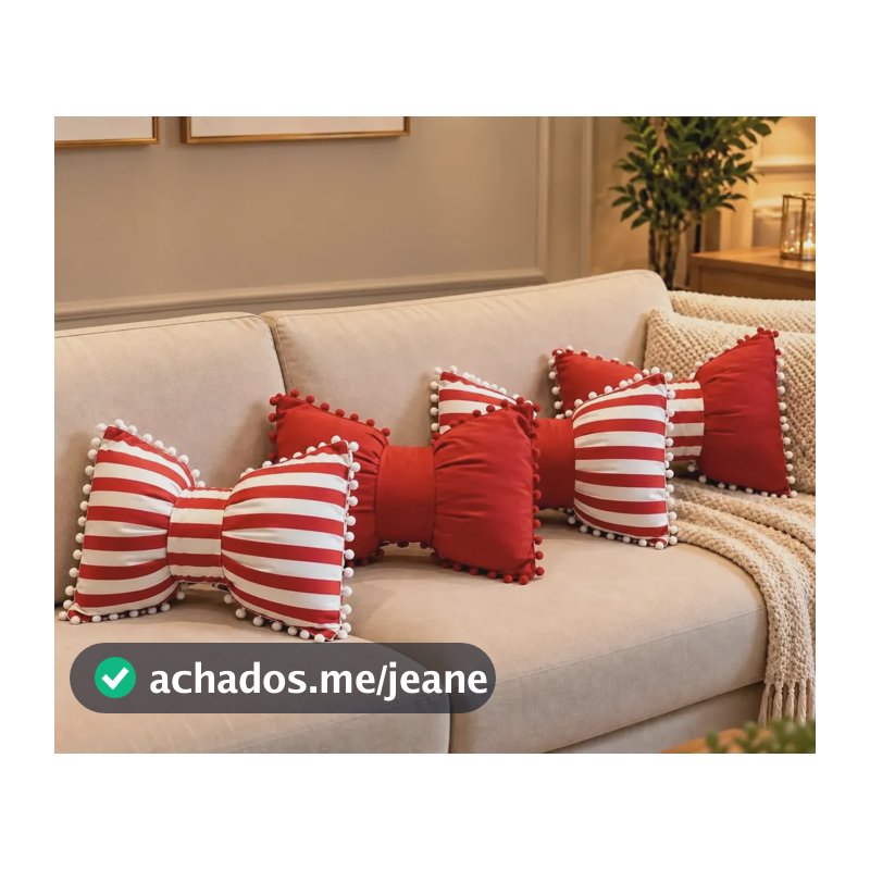 Almofada Natal Decoração Laço Natalina Vermelha Envio Rapido Toda Vermelha Laço Natalino