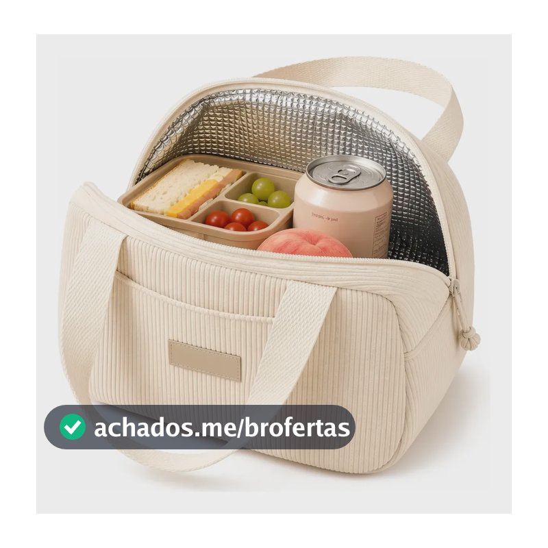 Lancheira Bolsa Isotérmica Marmita Escolar Pra Trabalho 6,5l Bege