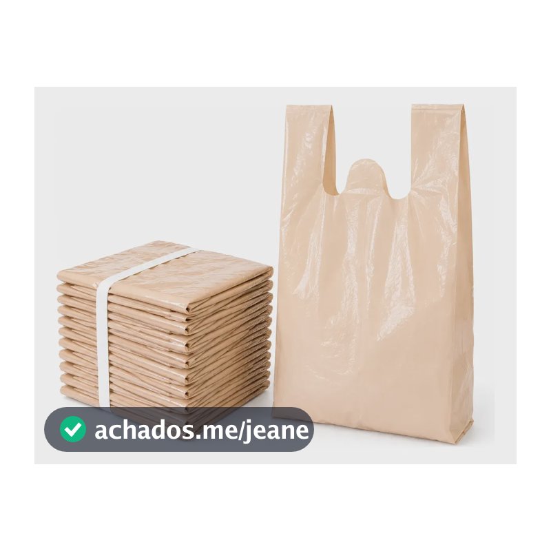 Sacola Plastica Reforcada Reciclada Fardo Com 5kg Atacado Bege Lisa - 40x50