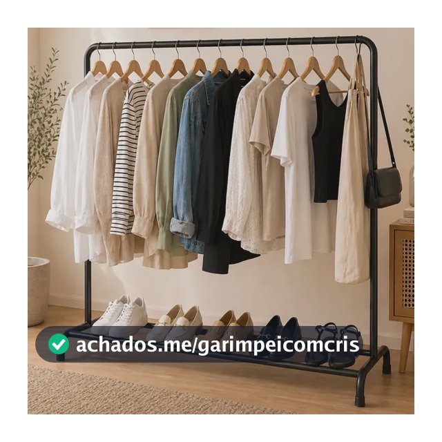 Organizador De Roupas Arara De Chão C/ Sapateira Desmontável Preto