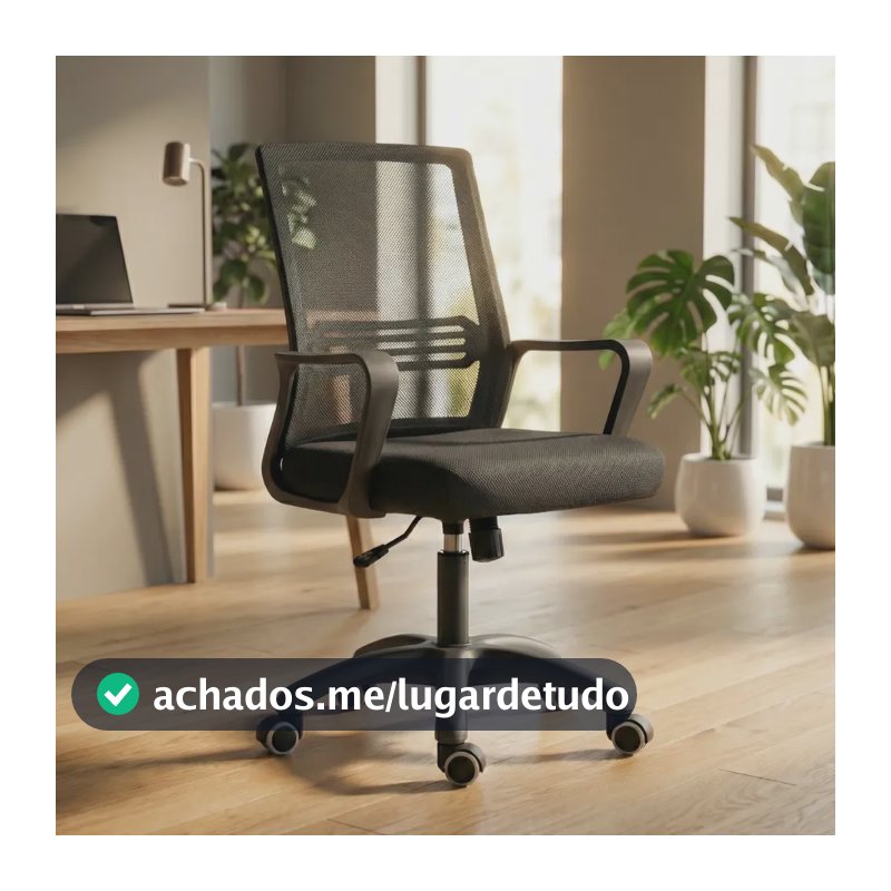 Cadeira Escritório Astrella Vega Ergonômica E Giratória Preto Malha