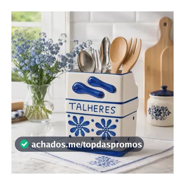 Porta Talheres Cerâmica Artesanal Organizador De Utensilios Cobalto Azul