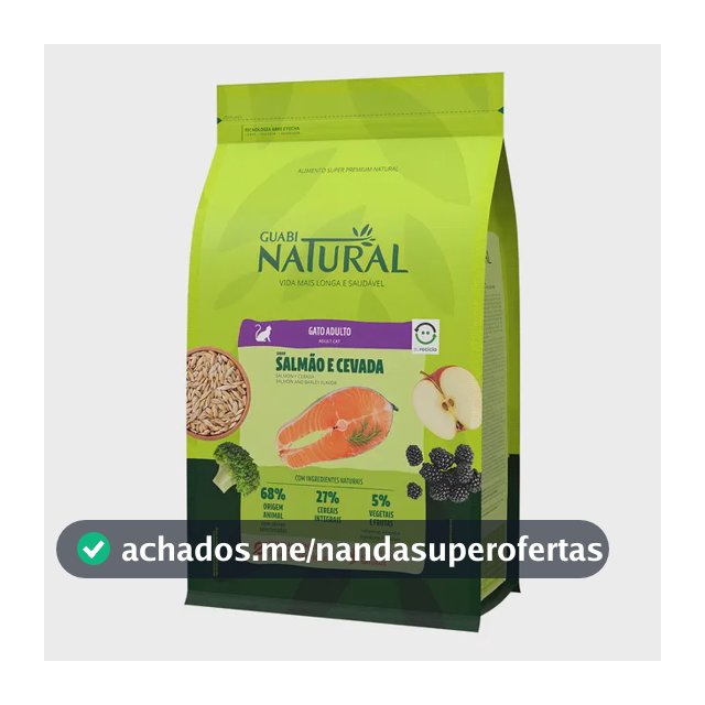 Ração Guabi Natural Gato Adulto sabor Salmão e Cevada 7.5 kg
