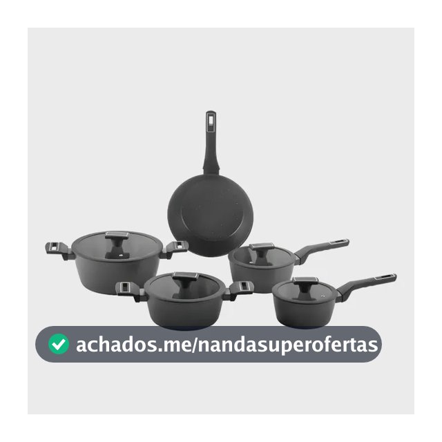 Jogo De Panelas Brinox Cerâmico 5 Pçs Carbon Ceramic Indução Cor Preto