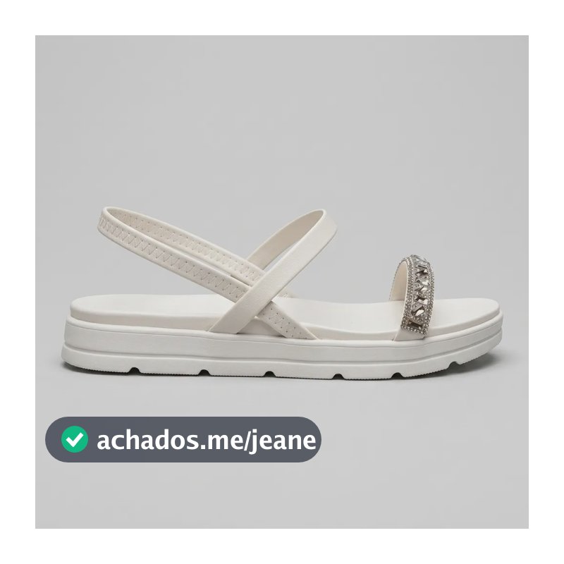Sandália Feminina Moleca Elástico Tiras Strass Papete Branco Off 38 Br
