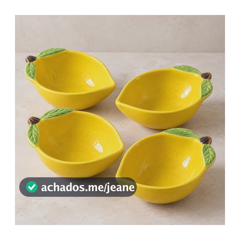 Kit 4 Mini Bowl Cumbuca Tigela Limão Siciliano Sobremesa Amarelo