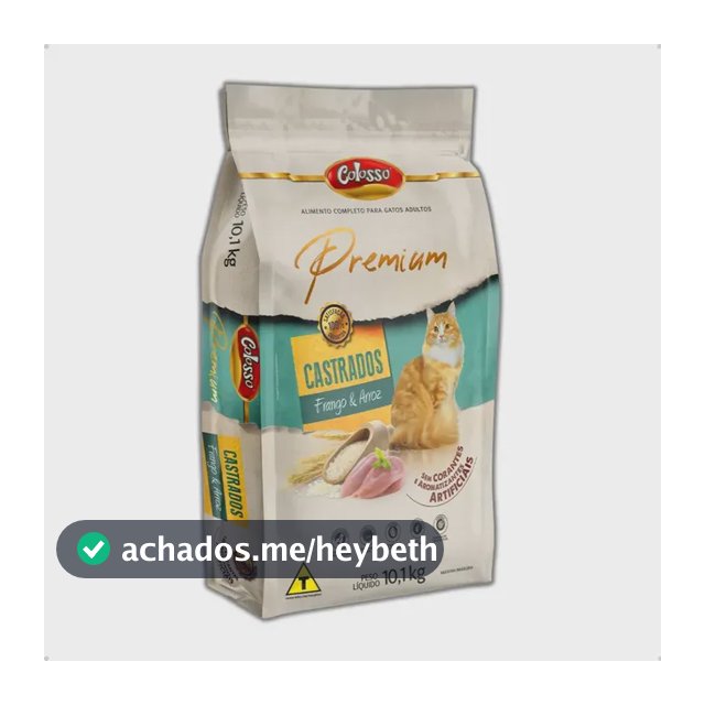 Ração Seca para Gatos Castrados Frango Arroz 10,1 Kg Premium Colosso