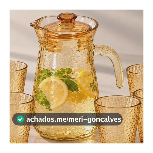 Kit Jarra 1l Com 6 Copos 200ml Vidro Âmbar 7 Peças Bebidas Âmbar