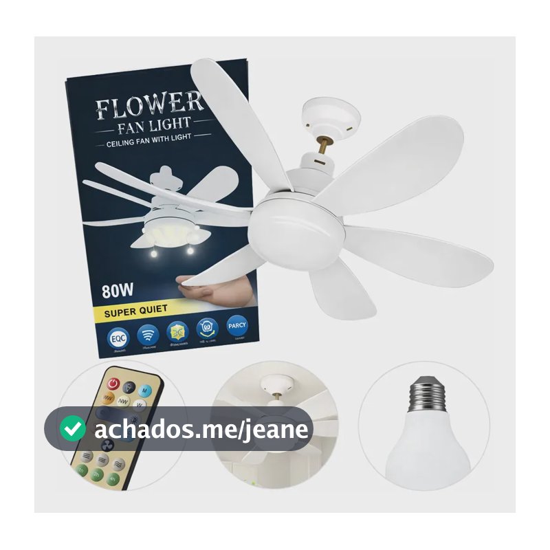 Lâmpada Ventilador Teto VT02 80w Led E27 Luz Frio Quente Bivolt