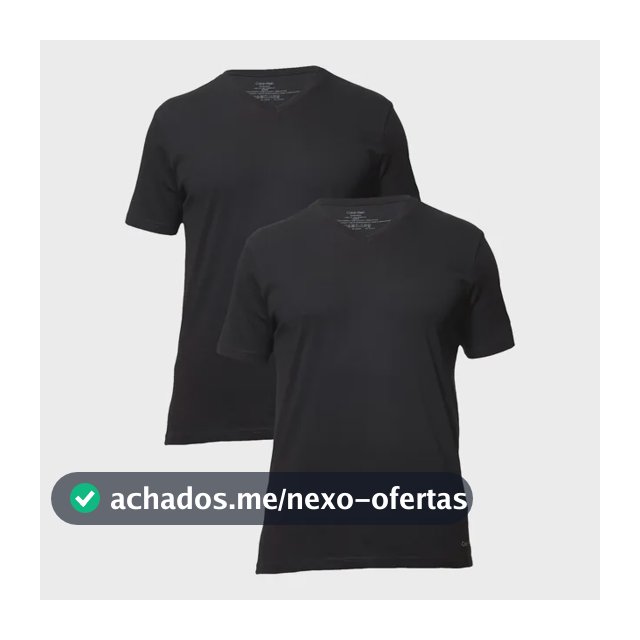 Kit Com 2 Camisetas Masculina Crew-neck Calvin Klein Preto Liso G Lisa