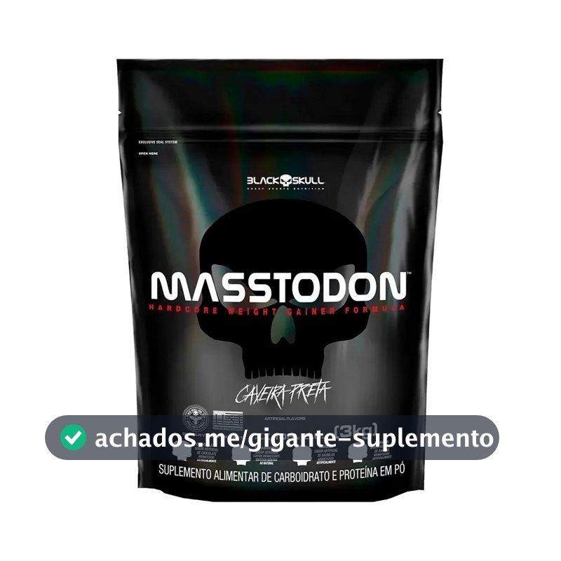Hipercalórico Masstodon Massa 3kg Black Skull Sabor Chocolate