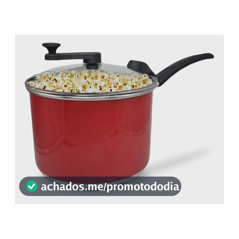 Panela Pipoca Pipoqueira N°20 Preto Liso Com Tampa De Vidro Cor Vermelho