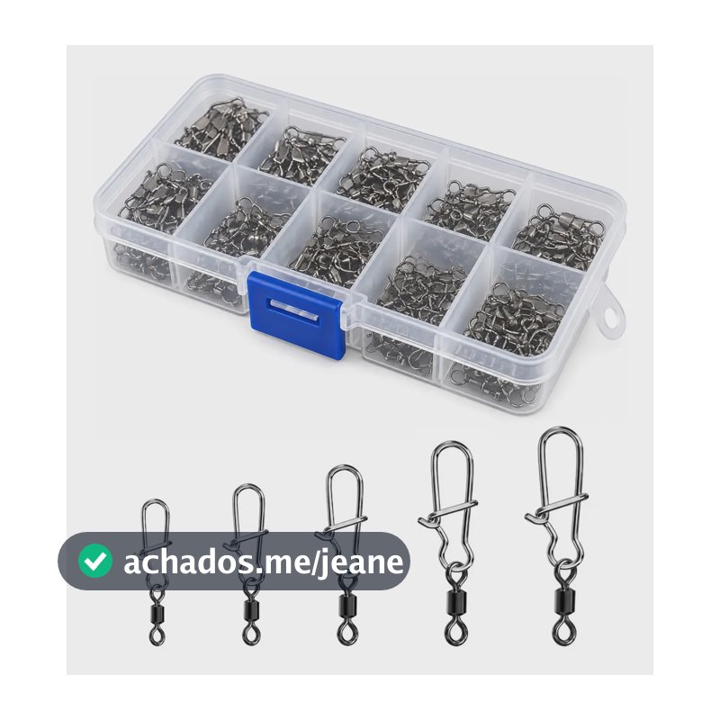 Kit de Engates Rápidos com Giradores Naisieka ZHBZ para Pesca, 210 Peças e Caixa Organizadora