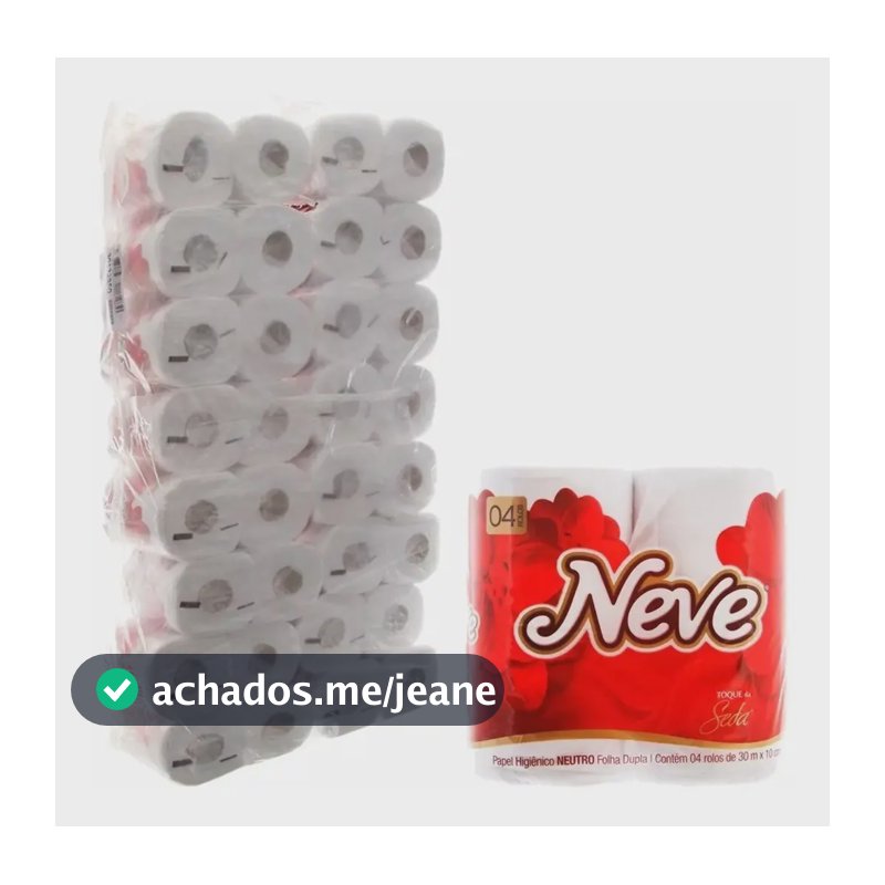 Fardo Papel Higiênico Neve Folha Dupla Seda 64 Rolos