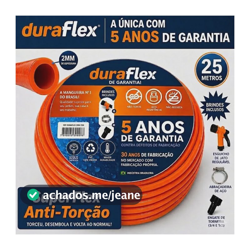 Mangueira Jardim 25mts Silconada Duraflex Quintal Leve Laranja