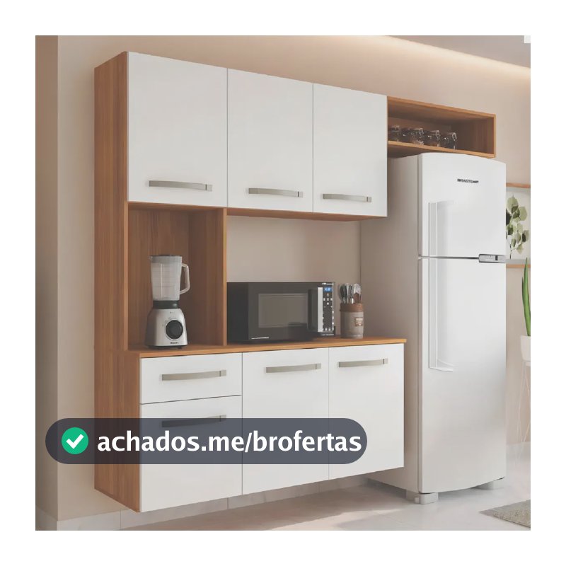 Cozinha Suspensa Belíssima 165cm Balcão Armário Multiuso Cor Freijó/branco
