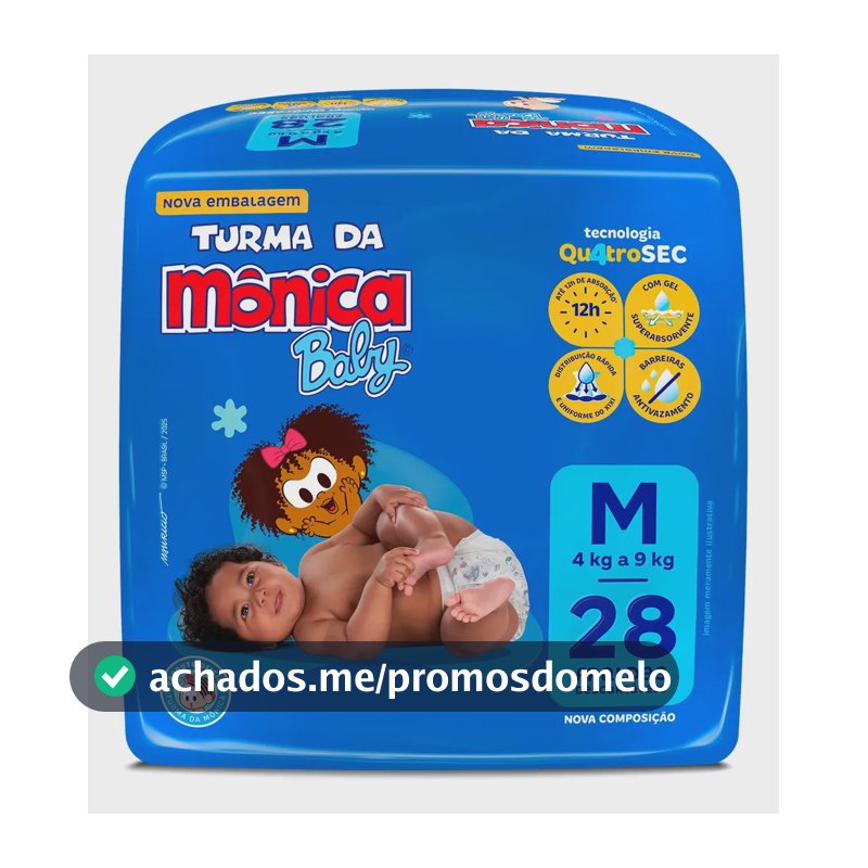 Fralda Descartável Turma Da Mônica Baby M/G/XG/XXG Sem Gênero