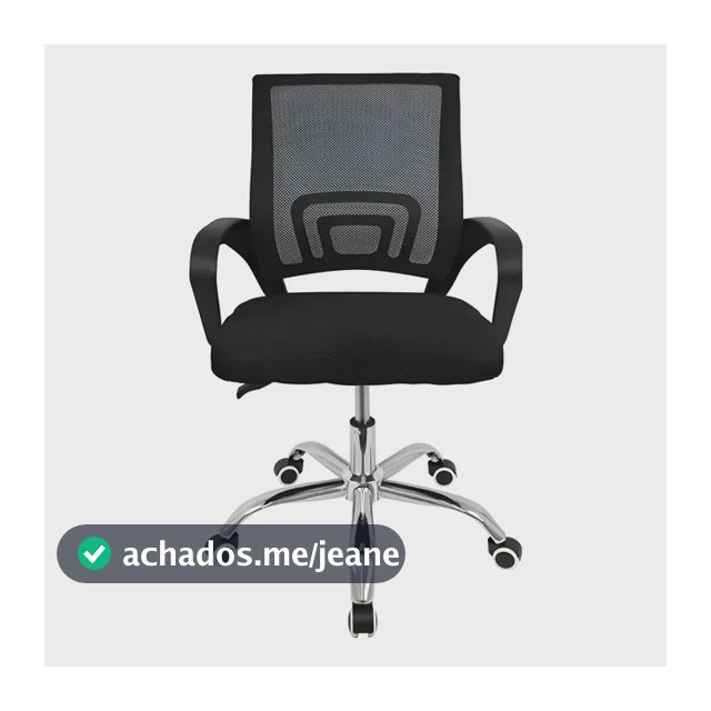 Cadeira de Escritório Rivatti Santiago Base Cromada Ergonômica Preta com Estofado de Mesh