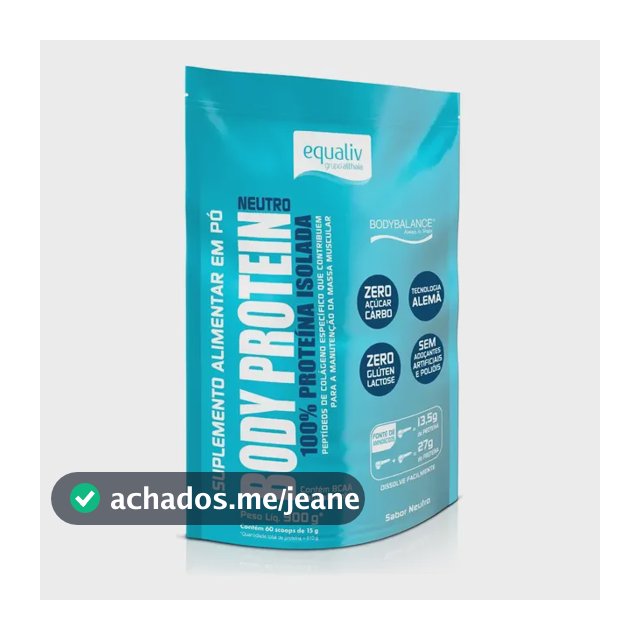 Proteína Equaliv Body Protein Refil 900g em pó Sem sabor x 900g