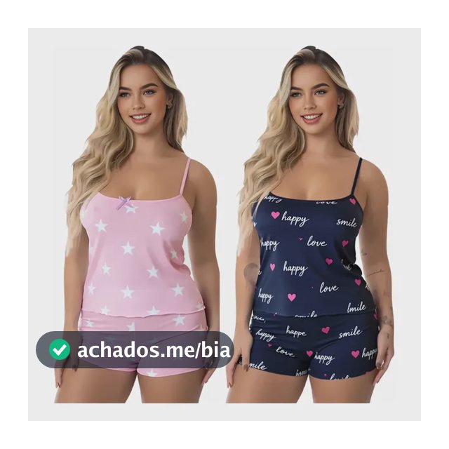Kit 4 Peças (2 Conjuntos) Pijama Feminino Baby Doll Sortidos