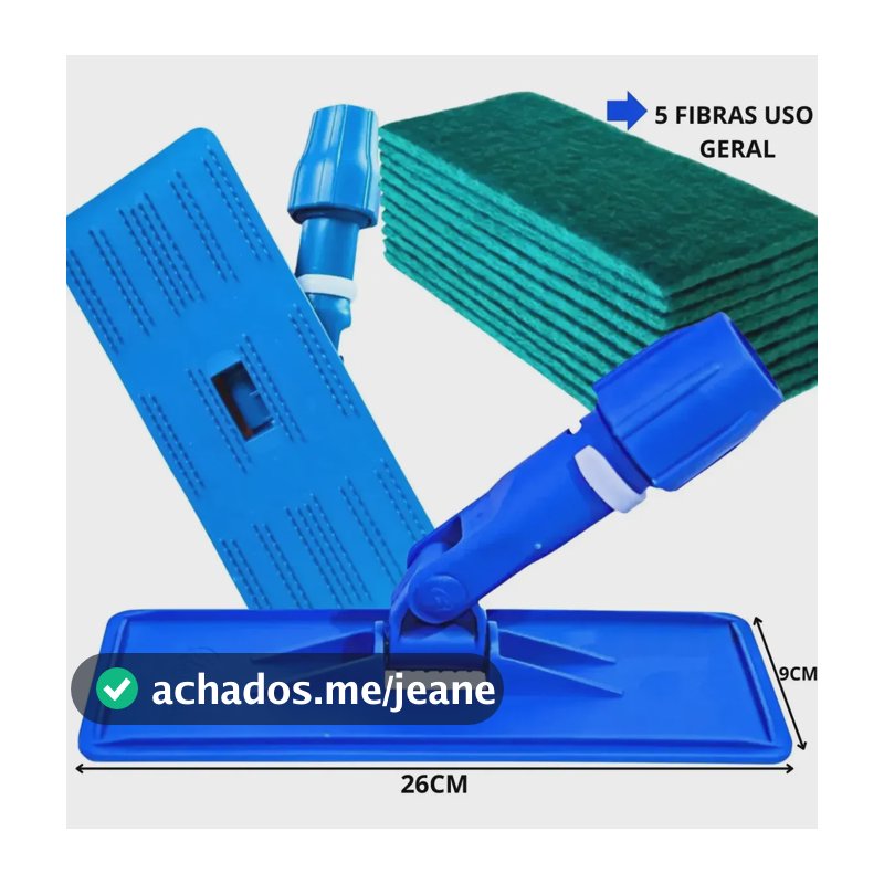 Kit Suporte Limpa Tudo Mop Pega Fibra + 5 Fibras Uso