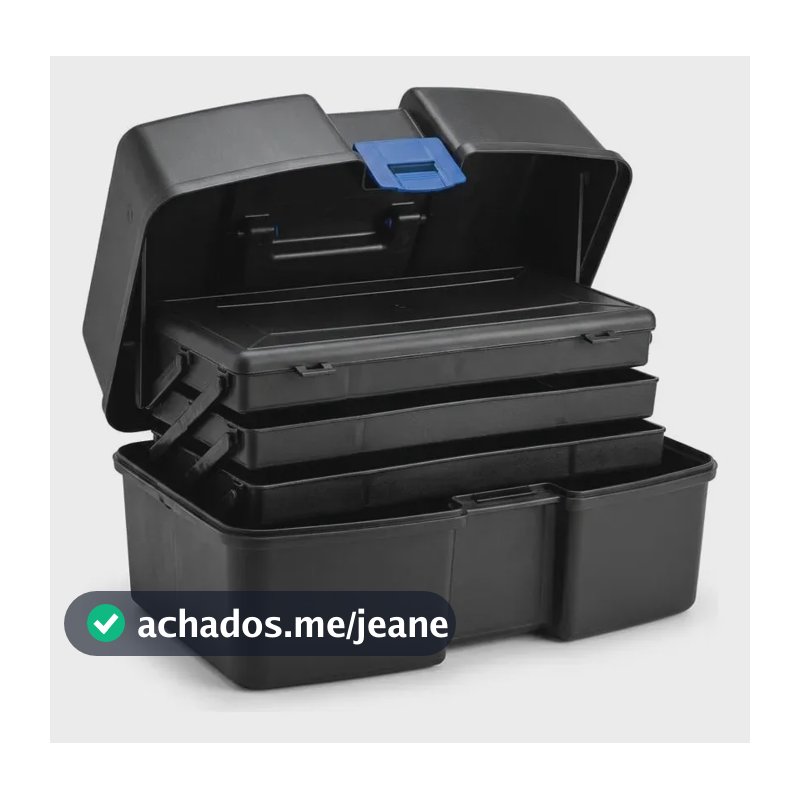 Maleta De Pesca Reforçada Premium 3 Bandejas Caixa Grande Preto