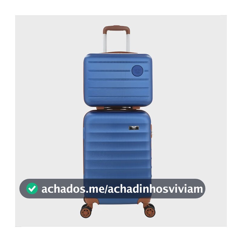 Kit Bolsa Mala Viagem Frasqueira Tamanho Pequeno com rodinha para 10kg Cor Azul-escuro