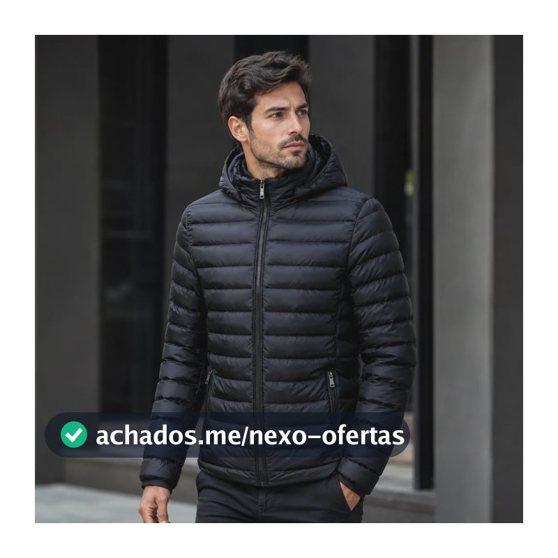 Jaqueta Masculina Puffer Corta Vento Bobojaco Blusa De Frio Preto Xgg