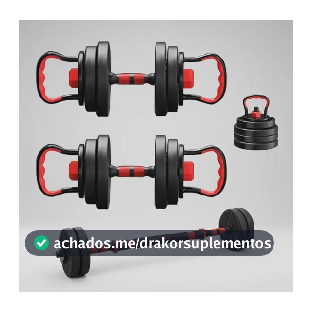 Kit Halteres 6 Em 1 Peso Musculação 15kg Ajustável Halter Preto-vermelho