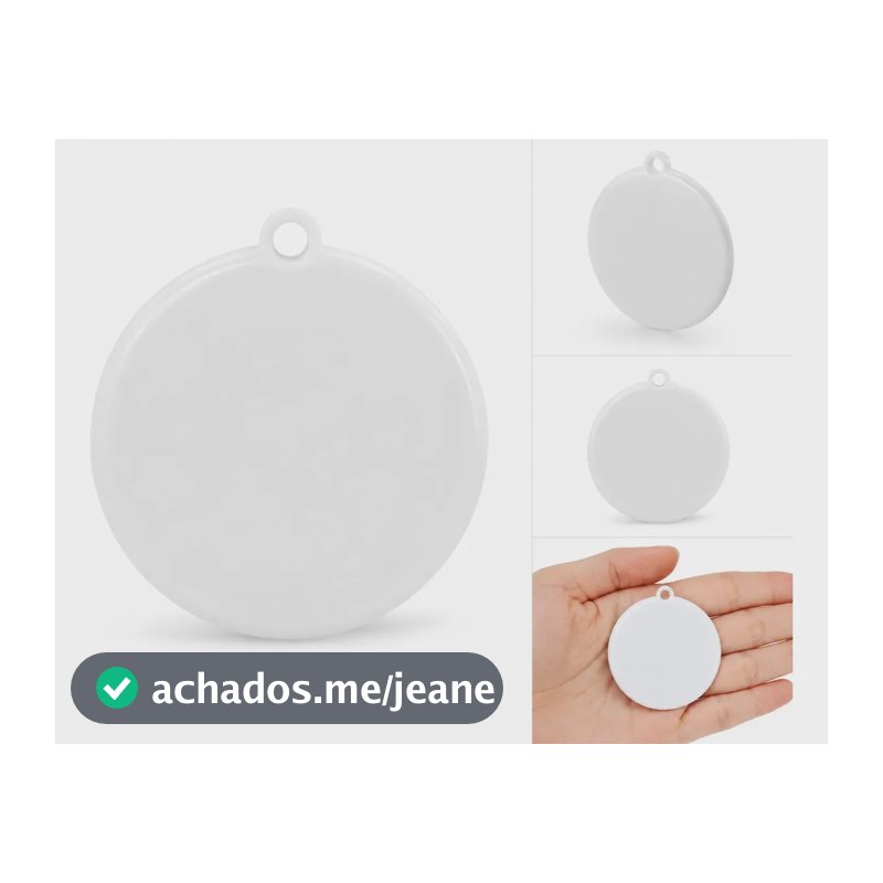 Kit 100 Chaveiro Redondo Polímero Sublimação Com Argola Branco