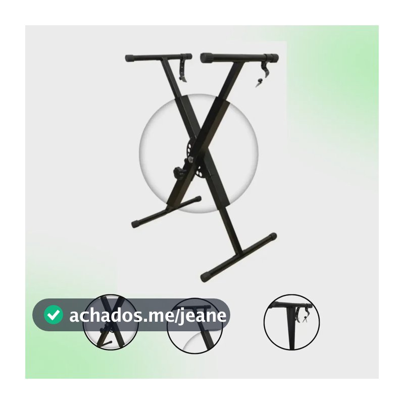 Suporte Teclado X Dc Music Aço Ajustável 7 Níveis Até 25kg Preto