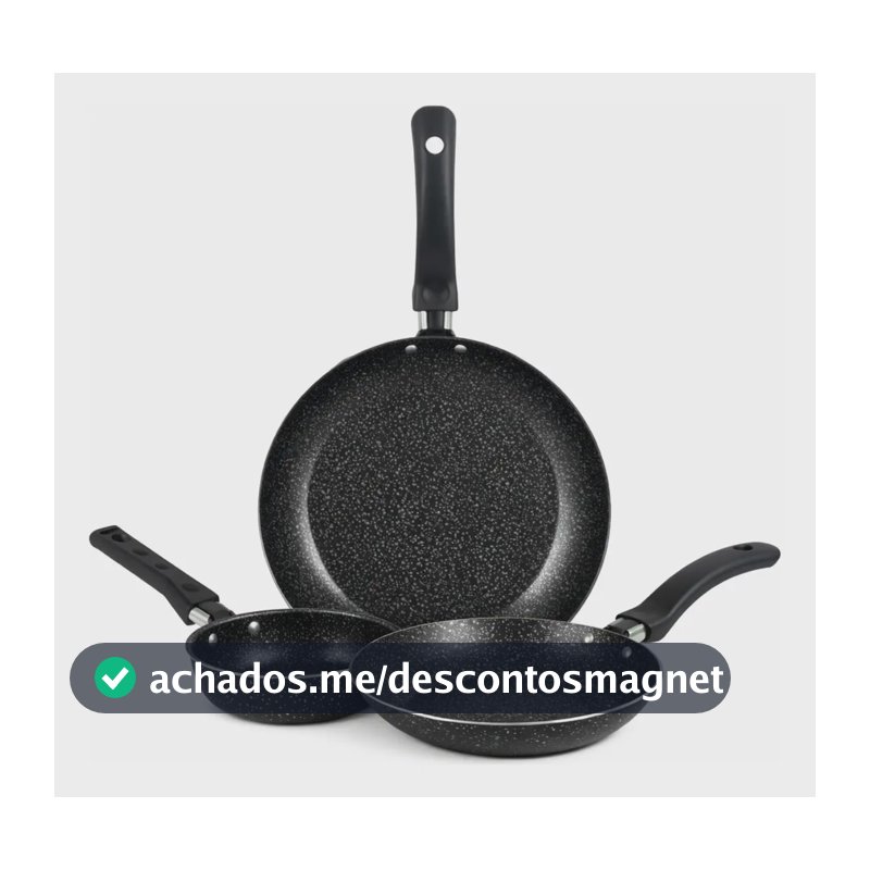 Jogo De Frigideiras Francesas 3 Peças 14 18 24cm Preto Nacional