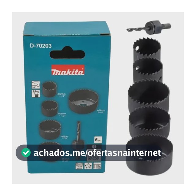 Jogo Serra Copo Madeira 6 Peças 32mm A 64mm D-70203 Makita