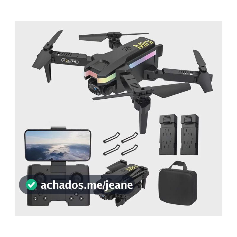 Drone Ls-xt8 Mini Pro Com Câmera Hd Com 2 Bat Fpv Led Flex Preto
