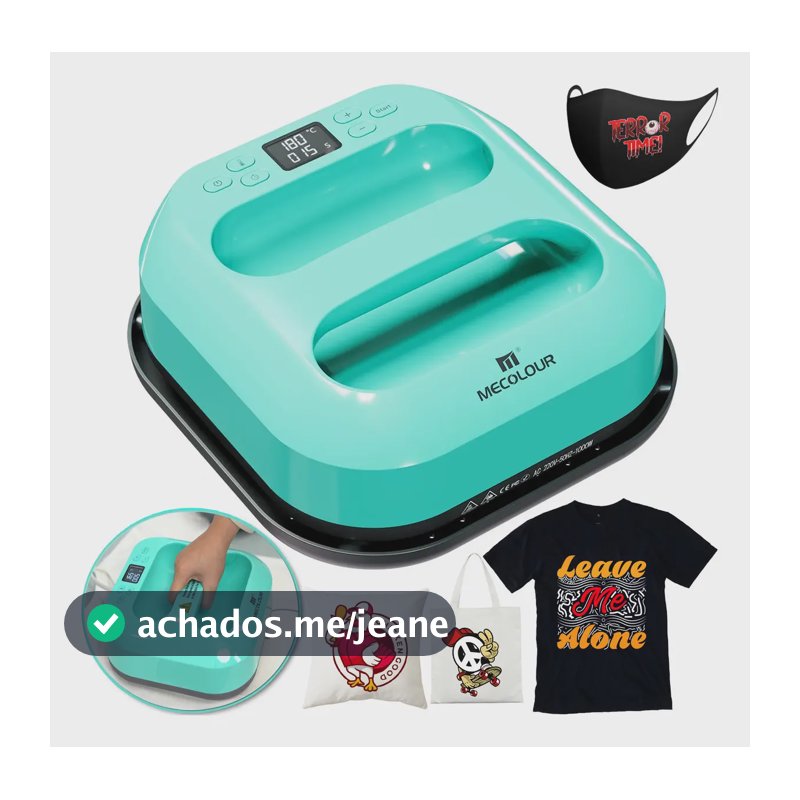 Prensa Térmica Mecolour 23x23cm 850W Sublimação e DTF Azul