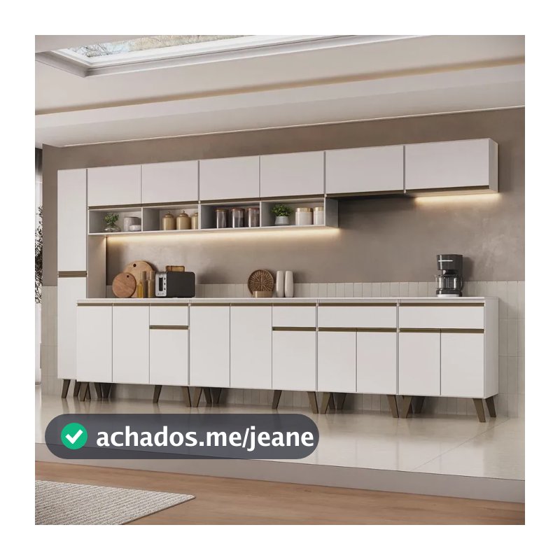 Armário De Cozinha Completa Atlanta Ridge Carraro Branco Branco