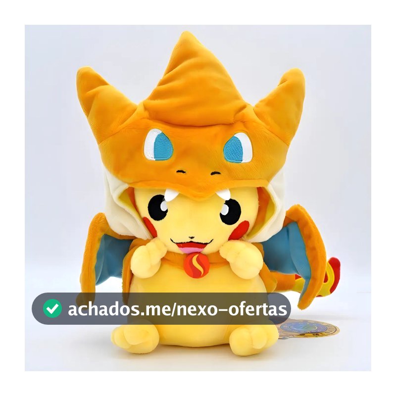 Pelúcia Pokémon Pikachu Cosplay Mega Charizard Y 20cm
