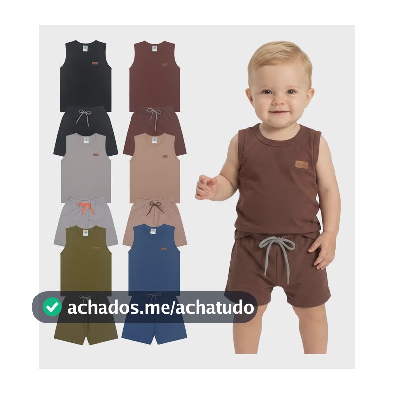 Kit 6 Peças De Roupas Bebê Menino Minimalista Casual Algodão 3 Conjuntos Regata 1 (veste 6 A 12 Meses)