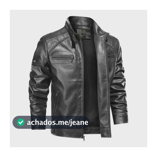 Jaqueta De Couro Masculina Slim Forrada Sem Capuz
