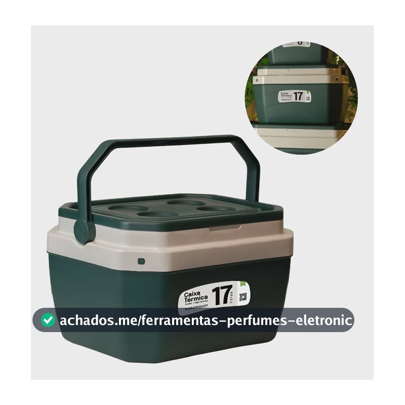 Caixa Térmica 17 Litros Cooler Praia Churrasco Paramount Verde-escuro