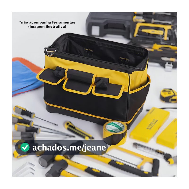 Bolsa de Ferramentas Profissional B-Tek, de Poliéster Preto e Amarelo, com 16 Bolsos