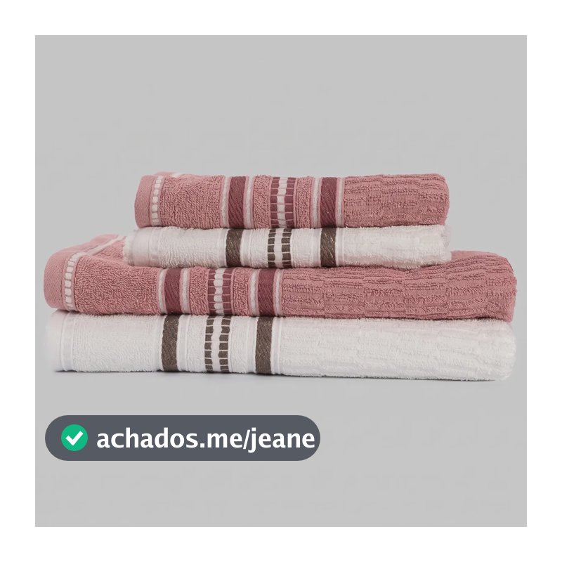 Jogo de Toalha Standard (4 Peças) Branco+Rosa - Mercado Livre Basics