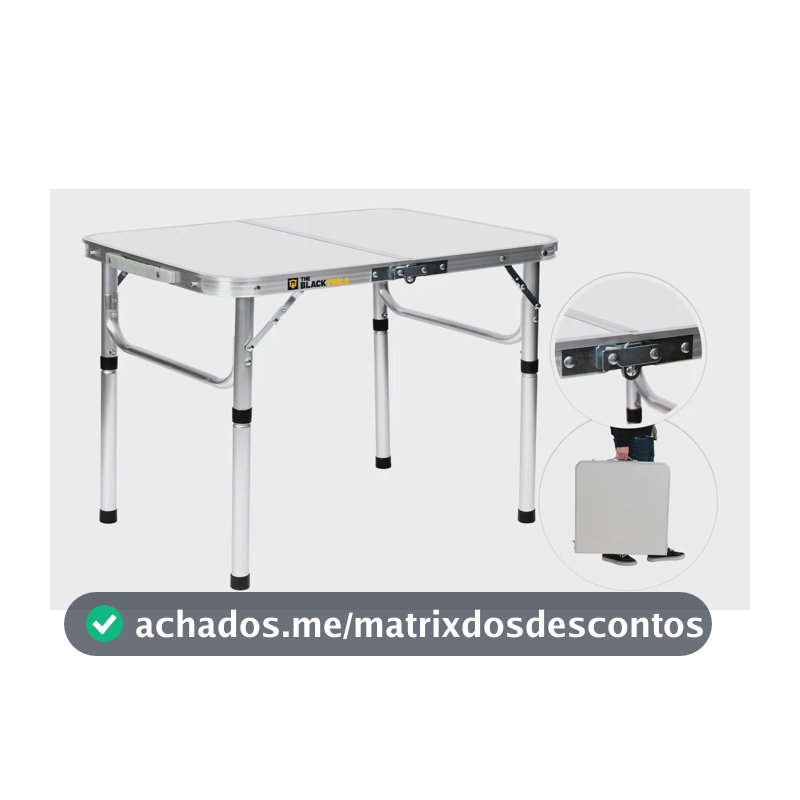 Mesa Dobrável Alumínio 90x60cm Vira Maleta Com Alça Portátil Camping Praia The Black Tools