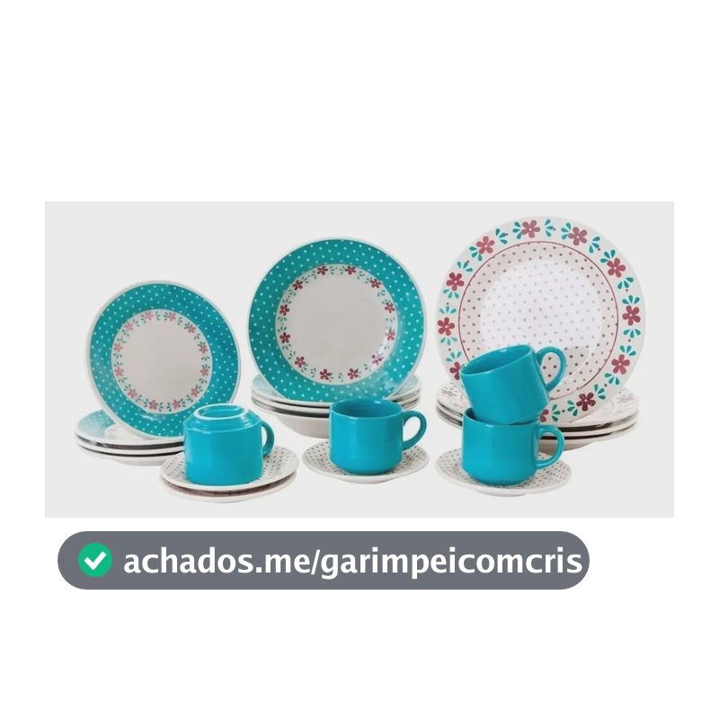 Aparelho De Jantar/chá Biona Oxford Donna Cerâmica 20 Peças Cor Branco/azul