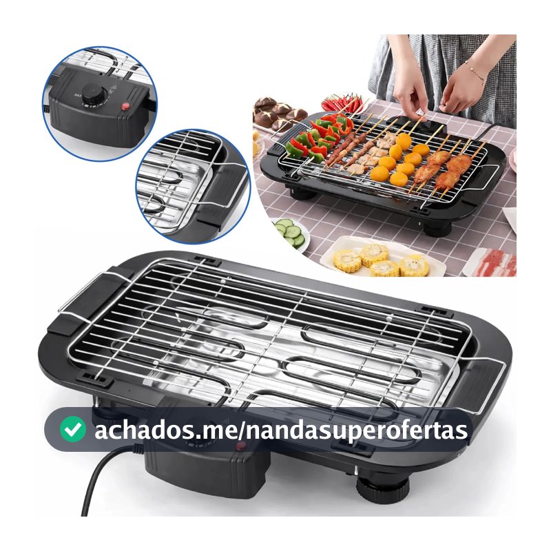 Churrasqueira Elétrica Grande Steak Grill Para Apartamento 220v Sem Fumaça Preto - Aero Home