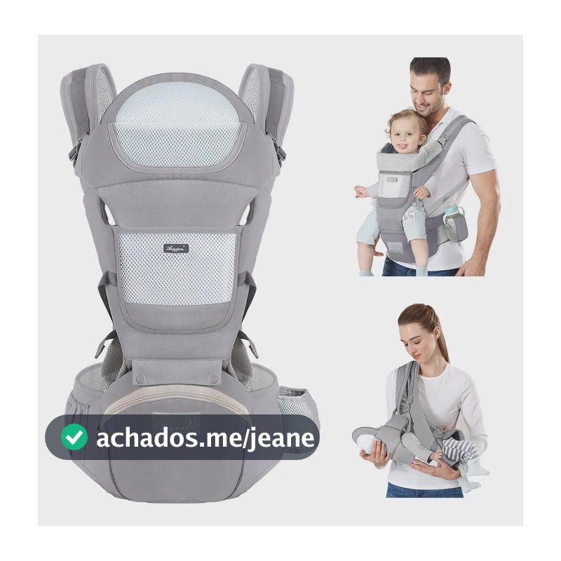 Canguru Ergonômico Bebê 3 em 1 Hygge Moments 12 Posições Cinza
