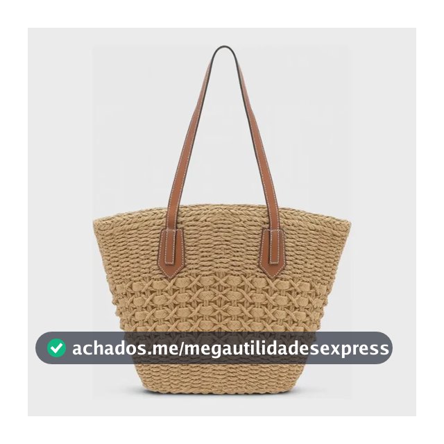 Bolsa Feminina De Palha De Praia Grande Sacola Tote