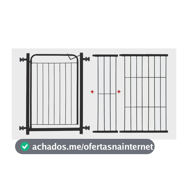Portão Grade Proteção Criança Pet Util Cão De 129 Cm À 134 Cm Cor Preto