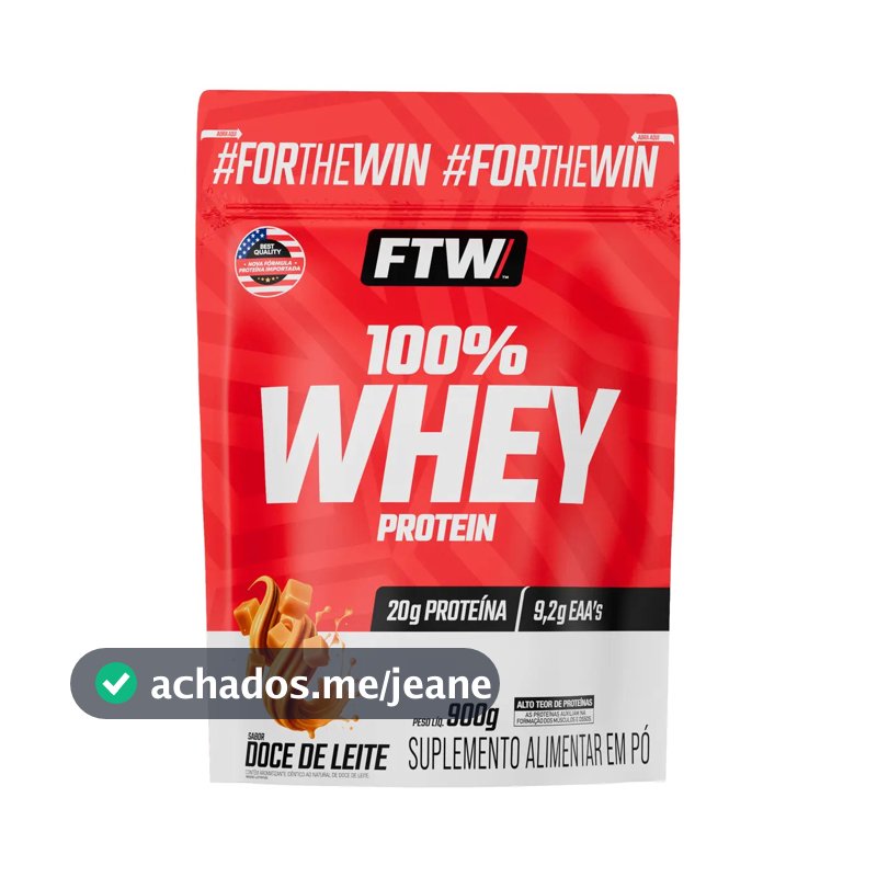 Whey Protein 100% Concentrado Refil 900g Sabor Doce de Leite - FTW